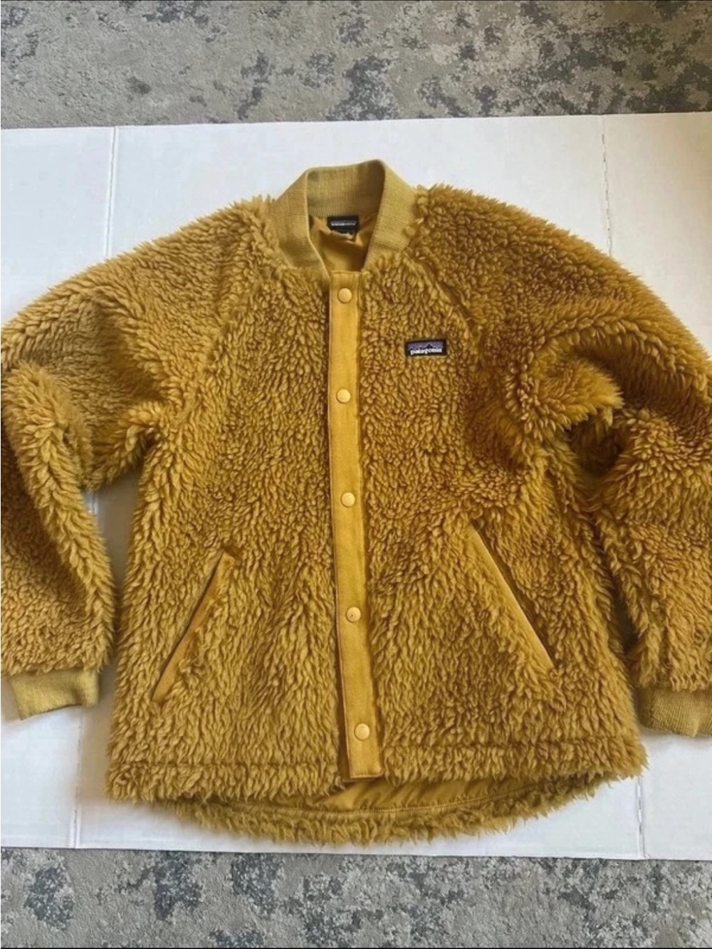 Patagonia Girls Golden Yellow Sherpa Bomber Jacket